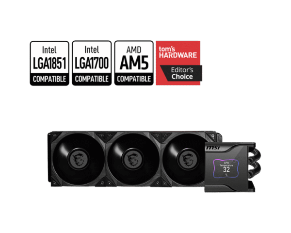MSI MEG CoreLiquid S360 360mm AIO Liquid Cooler for Intel LGA 1851/1700 and AMD AM5/AM4, 2.4-inch IPS Display - MEG CORELIQUID S360