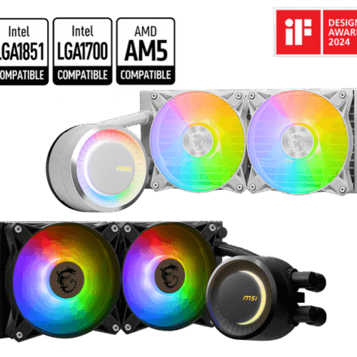 MSI MAG CORELIQUID E240 240mm Liquid Cooler with ARGB Lighting and FDB Fans - MAG CORELIQUID E240