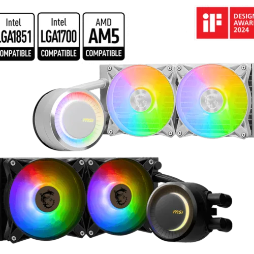 MSI MAG CORELIQUID E240 240mm Liquid Cooler with ARGB Lighting and FDB Fans - MAG CORELIQUID E240
