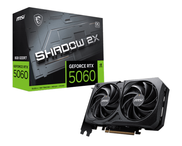 MSI GeForce RTX 5060 SHADOW 2X OC 8GB GDDR7 Graphics Card NVIDIA Blackwell PCIe 5.0 - RTX 5060 8G SHADOW 2X OC