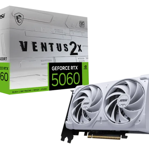MSI GeForce RTX 5060 VENTUS 2X OC WHITE 8GB GDDR7 Graphics Card NVIDIA Blackwell PCIe 5.0 - RTX 5060 8G VENTUS 2X OC WHITE