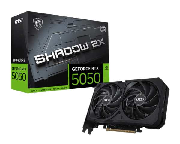1024 (1) MSI GeForce RTX 5050 SHADOW 2X OC 8GB GDDR6 Graphics Card NVIDIA Blackwell PCIe 5.0 - RTX 5050 8G SHADOW 2X OC