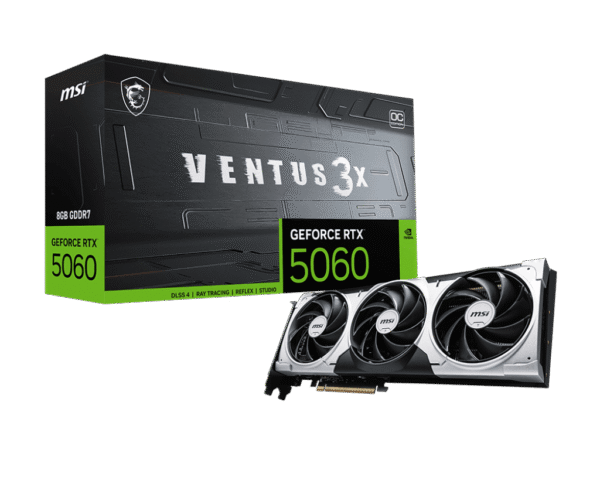 1024 (1) MSI GeForce RTX 5060 VENTUS 3X OC 8GB GDDR7 Graphics Card NVIDIA Blackwell PCIe 5.0 - RTX 5060 8G VENTUS 3X OC