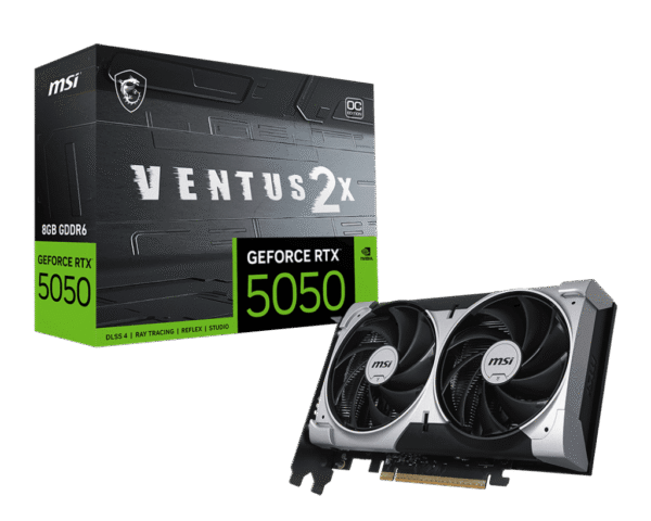 1024 MSI GeForce RTX 5050 VENTUS 2X OC 8GB GDDR6 Graphics Card NVIDIA Blackwell PCIe 5.0 - RTX 5050 8G VENTUS 2X OC