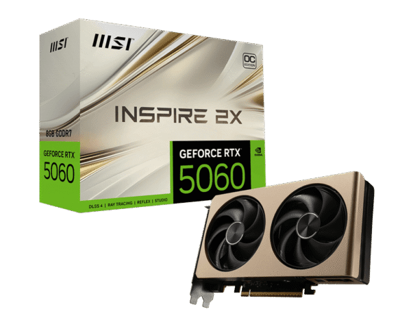 1024 MSI GeForce RTX 5060 INSPIRE 2X OC 8GB GDDR7 Graphics Card NVIDIA Blackwell PCIe 5.0 - RTX 5060 8G INSPIRE 2X OC