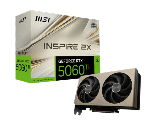 1024 MSI GeForce RTX 5060 Ti INSPIRE 2X OC 8GB GDDR7 Graphics Card NVIDIA Blackwell PCIe 5.0 - RTX 5060 TI 8G INSPIRE 2X OC