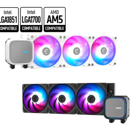 MSI MAG CoreLiquid A13 360 White 360mm AIO Liquid Cooler for Intel LGA 1851/1700 and AMD AM5/AM4, ARGB GEN2 Lighting - MAG CORELIQUID A13 360 WHITE