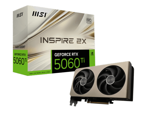 1024 MSI GeForce RTX 5060 Ti INSPIRE 2X OC 16GB GDDR7 Graphics Card NVIDIA Blackwell PCIe 5.0 - RTX 5060 TI 16G INSPIRE 2X OC