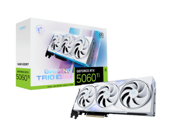 MSI GeForce RTX 5060 Ti GAMING TRIO OC WHITE 16GB GDDR7 Graphics Card NVIDIA Blackwell PCIe 5.0 - RTX 5060 TI 16G GAMING TRIO OC WHITE