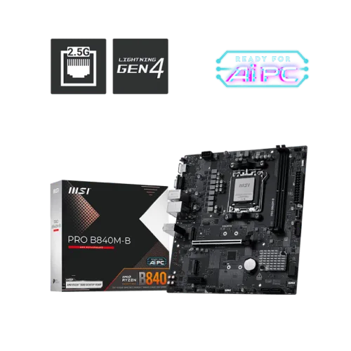 MSI PRO B840M-B AM5 DDR5 PCIe 4.0 2.5G LAN mATX Motherboard - PRO B840M-B