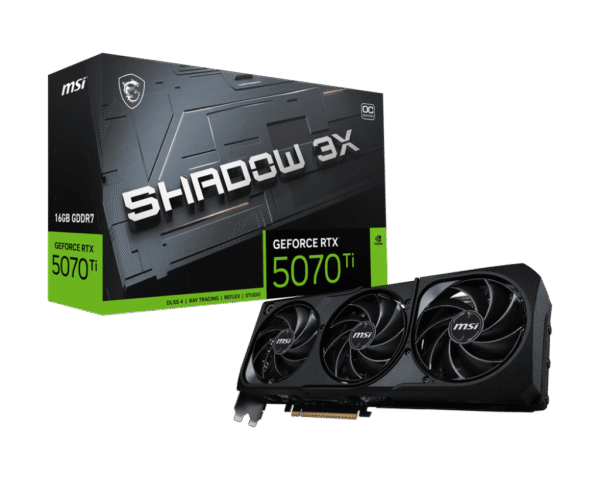 MSI GeForce RTX 5070 Ti SHADOW 3X OC 16GB GDDR7 Graphics Card NVIDIA Blackwell PCIe 5.0 - RTX 5070 TI 16G SHADOW 3X OC