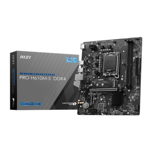 MSI PRO H610M-S DDR4 Motherboard Intel H610 LGA 1700 DDR4 64GB PCIe 4.0 HDMI mATX - PRO H610M-S DDR4