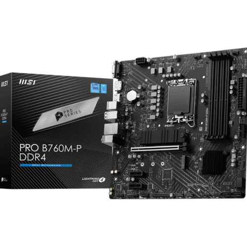MSI PRO B760M-P DDR4 Motherboard Intel B760 LGA 1700 DDR4 64GB PCIe 4.0 HDMI DisplayPort mATX - PRO B760M-P DDR4