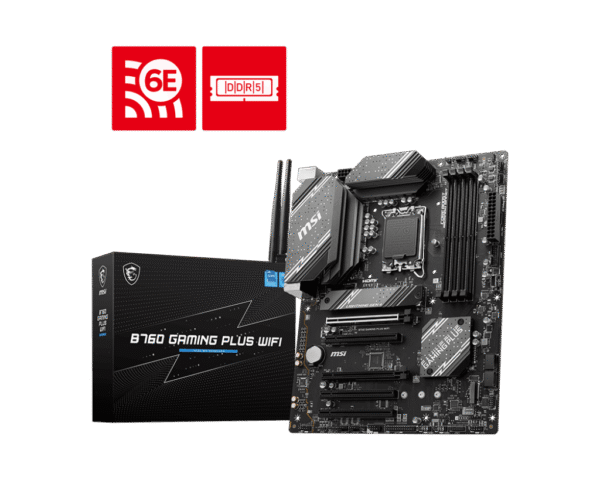 MSI B760 GAMING PLUS WIFI Motherboard Intel B760 LGA 1700 DDR5 256GB PCIe 4.0 Wi-Fi 6E HDMI DisplayPort ATX - B760 GAMING PLUS WIFI