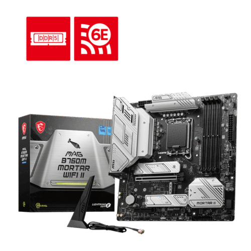 MSI MAG B760M MORTAR WIFI II Motherboard Intel B760 LGA 1700 DDR5 256GB PCIe 5.0 Wi-Fi 6E HDMI DisplayPort mATX - MAG B760M MORTAR WIFI II