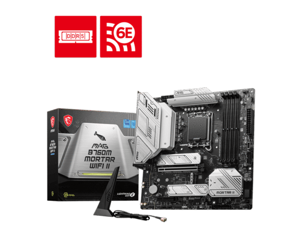 1024 MSI MAG B760M MORTAR WIFI II Motherboard Intel B760 LGA 1700 DDR5 256GB PCIe 5.0 Wi-Fi 6E HDMI DisplayPort mATX - MAG B760M MORTAR WIFI II