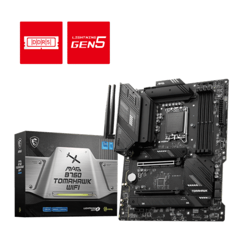 MSI MAG B760 TOMAHAWK WIFI Motherboard Intel B760 LGA 1700 DDR5 256GB PCIe 5.0 Wi-Fi 6E HDMI DisplayPort ATX - MAG B760 TOMAHAWK WIFI