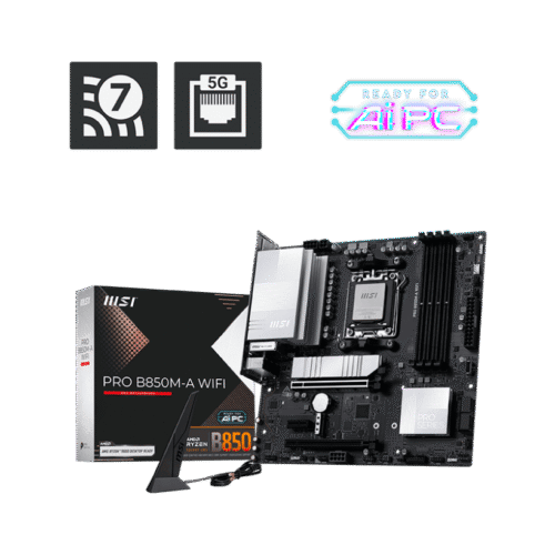 MSI PRO B850M-A WIFI AM5 DDR5 PCIe 5.0 Wi-Fi 7 mATX Motherboard - PRO B850M-A WIFI