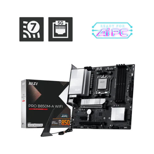 MSI PRO B850M-A WIFI AM5 DDR5 PCIe 5.0 Wi-Fi 7 mATX Motherboard - PRO B850M-A WIFI