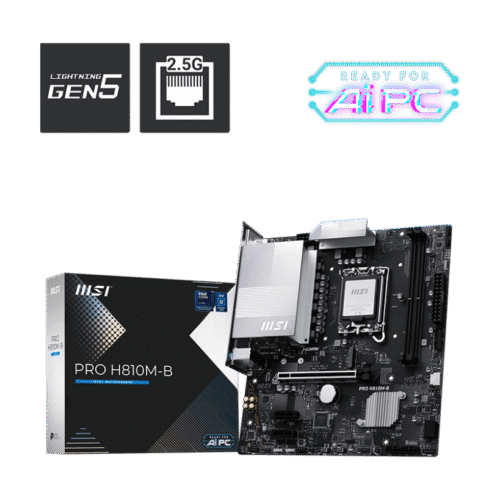 MSI PRO H810M-B mATX Motherboard for Intel Core Ultra Series 2, DDR5 6400 MT/s, PCIe 5.0, 2.5G LAN - PRO H810M-B