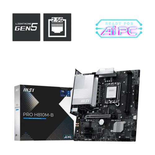 MSI PRO H810M-B mATX Motherboard for Intel Core Ultra Series 2, DDR5 6400 MT/s, PCIe 5.0, 2.5G LAN - PRO H810M-B