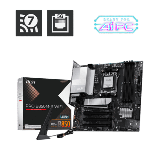 MSI PRO B850M-P WIFI AM5 DDR5 PCIe 5.0 Wi-Fi 7 mATX Motherboard - PRO B850M-P WIFI