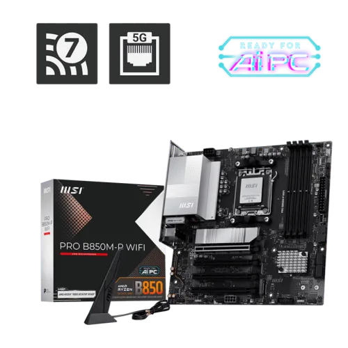 MSI PRO B850M-P WIFI AM5 DDR5 PCIe 5.0 Wi-Fi 7 mATX Motherboard - PRO B850M-P WIFI