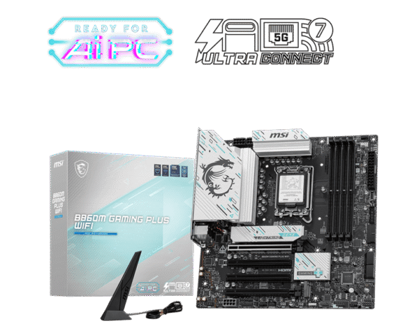 1024 MSI B860M GAMING PLUS WIFI mATX Motherboard for Intel Core Ultra Series 2, DDR5 8800+ MT/s, Wi-Fi 7, Thunderbolt 4, PCIe 5.0 M.2 - B860M GAMING PLUS WIFI