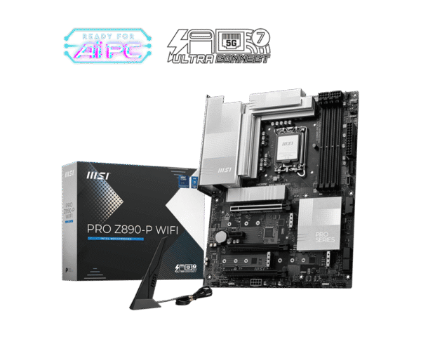 MSI PRO Z890-P WIFI ATX Motherboard for Intel Core Ultra Series 2, DDR5 9200+ MT/s, Wi-Fi 7, Thunderbolt 4, PCIe 5.0 M.2 - PRO Z890-P WIFI