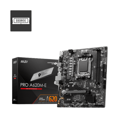 MSI PRO A620M-E mATX Motherboard for AMD Ryzen 9000/8000/7000 Series, DDR5 6800+ MHz, PCIe 4.0 M.2 - PRO A620M-E