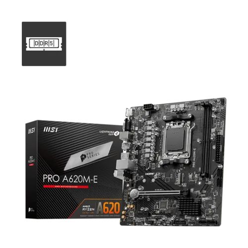MSI PRO A620M-E mATX Motherboard for AMD Ryzen 9000/8000/7000 Series, DDR5 6800+ MHz, PCIe 4.0 M.2 - PRO A620M-E
