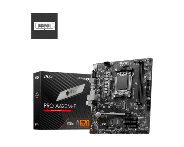 1024 MSI PRO A620M-E mATX Motherboard for AMD Ryzen 9000/8000/7000 Series, DDR5 6800+ MHz, PCIe 4.0 M.2 - PRO A620M-E