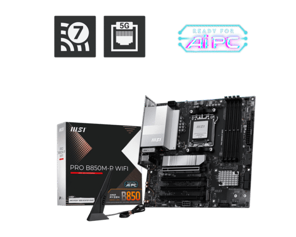 MSI PRO B850M-P WIFI AM5 DDR5 PCIe 5.0 Wi-Fi 7 mATX Motherboard - PRO B850M-P WIFI