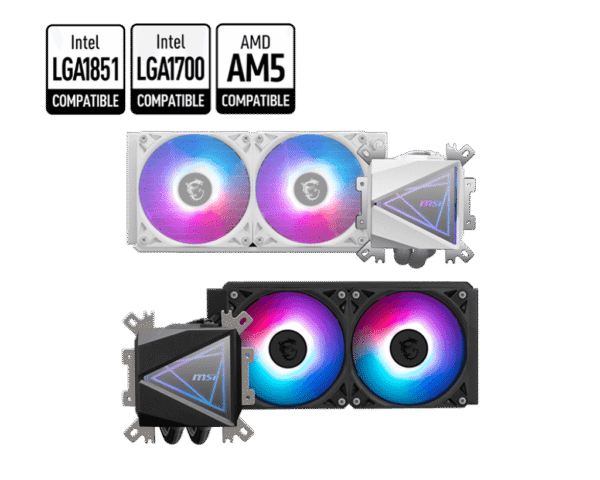 MSI MAG CORELIQUID I240 WHITE 240mm Liquid Cooler with ARGB GEN2 Lighting and LDB Fans - MAG CORELIQUID I240 WHITE