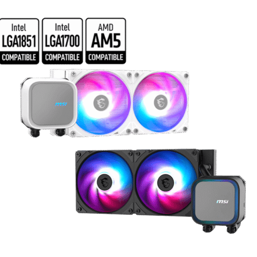 MSI MAG CORELIQUID A13 240 240mm Liquid Cooler with ARGB GEN2 Lighting and CycloBlade 7 Fans - MAG CORELIQUID A13 240