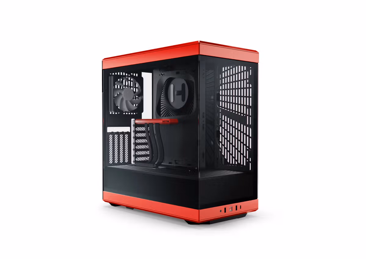 Hyte Y40 ATX Mid-Tower Case Red with Panoramic Glass and PCIe 4.0 Riser – CS-HYTE-Y40-BR...