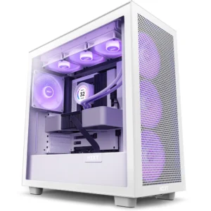 NZXT H7 Flow RGB White Mid-Tower Case ATX 420mm Radiator Support Tempered Glass - CM-H71FW-R1