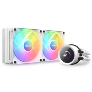 NZXT Kraken RGB 240mm White AIO Liquid Cooler with 1.54-Inch TFT LCD Display and F120 RGB Core Fans - RL-KR240-W1