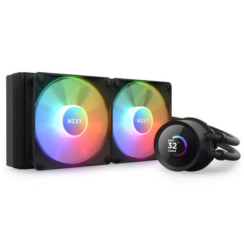 NZXT Kraken RGB 240mm Black AIO Liquid Cooler with 1.54-Inch TFT LCD Display and F120 RGB Core Fans - RL-KR240-B1