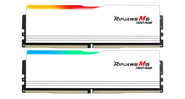 G.SKILL Ripjaws M5 Neo White,  RGB DDR5 6000MT/s 64GB (2x32GB) CL30 AMD EXPO Memory - F5-6000J3040G32GX2-RM5NRW