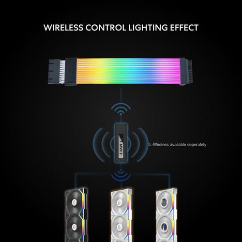 Lian Li STRIMER WIRELESS 24P ARGB Motherboard Extension Cable 260mm 132 LEDs for CPU Power | with or without L- Wireless Controller - PW24-1W-T | G89.PW24-1W-T.00 | PW24-1W | G89.PW24-1W.00