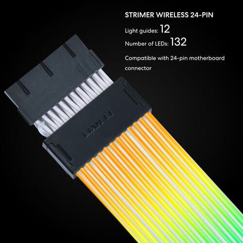 Lian Li STRIMER WIRELESS 24P ARGB Motherboard Extension Cable 260mm 132 LEDs for CPU Power | with or without L- Wireless Controller - PW24-1W-T | G89.PW24-1W-T.00 | PW24-1W | G89.PW24-1W.00