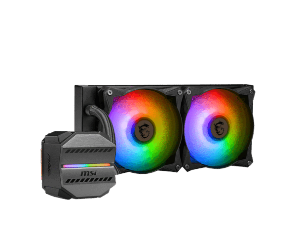 MSI MAG CORELIQUID M240 240mm Liquid Cooler with ARGB Lighting and Two Ball Bearing Fans - MAG CORELIQUID M240