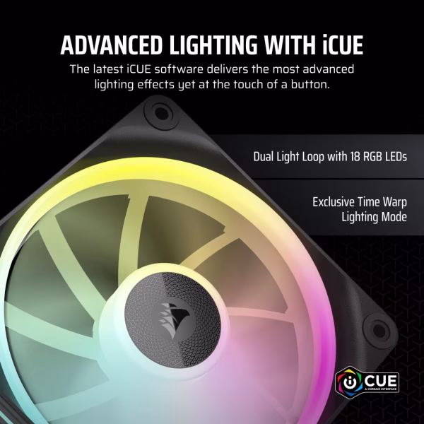 CORSAIR iCUE LINK LX120 RGB 120mm PWM Black Fan Starter Kit Triple Pack Magnetic Dome Bearing Dual Light Loops - CO-9051026-WW