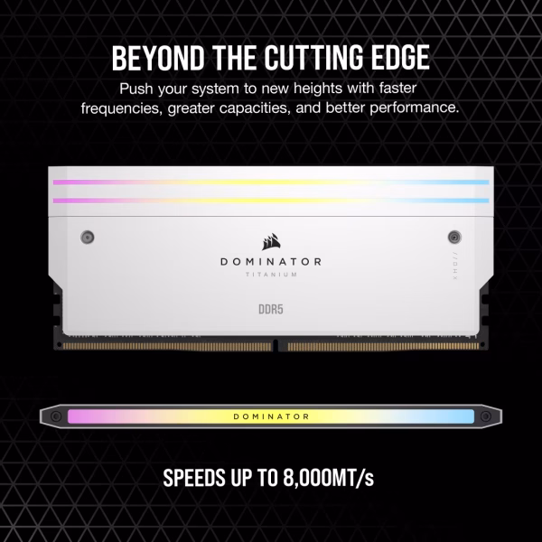 CORSAIR DOMINATOR TITANIUM RGB DDR5 6600 UDIMM 32GB White Memory Module Kit - CS-CMP32GX5M2X6600C32W