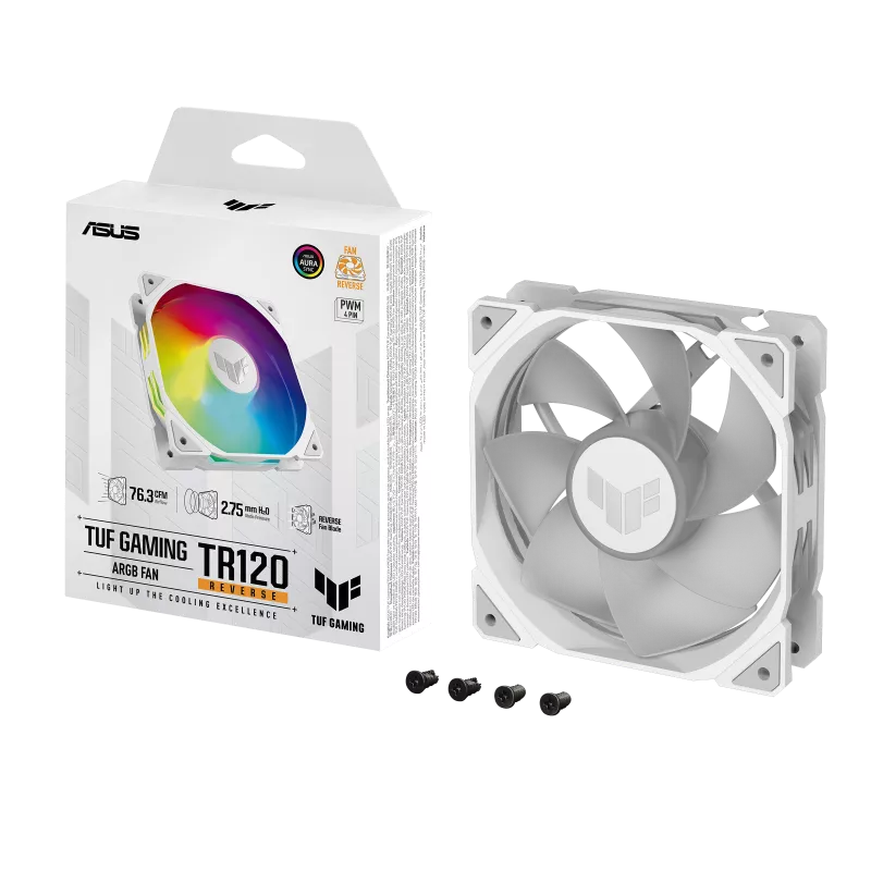 ASUS TUF Gaming TR120 ARGB Chassis Fan 120mm 3.3mm H2O 77.4 CFM White - TUF GAMING TR120 FAN ARGB WHITE 3 ASUS TUF Gaming TR120 ARGB Chassis Fan 120mm 3.3mm H2O 77.4 CFM White - TUF GAMING TR120 FAN ARGB WHITE - Image 3