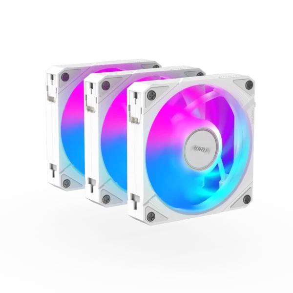 AORUS EZ CHAIN FAN 120 ICE 120mm ARGB Fan Triple Pack Hydraulic Dynamic Bearing White - GP-ECFAN1203-ICE