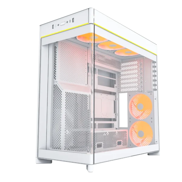 2 MONTECH HS02 PRO White ATX Mid-Tower Case Crystal Glass 360mm Radiator Support - HS02 Pro White