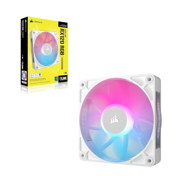 CORSAIR iCUE LINK RX120 RGB White 120mm PWM Fan Magnetic Dome Bearing - CS-CO-9051021-WW