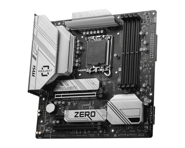 MSI B760M PROJECT ZERO Motherboard Intel B760 LGA 1700 DDR5 256GB PCIe 5.0 Wi-Fi 6E HDMI DisplayPort mATX - B760M PROJECT ZERO